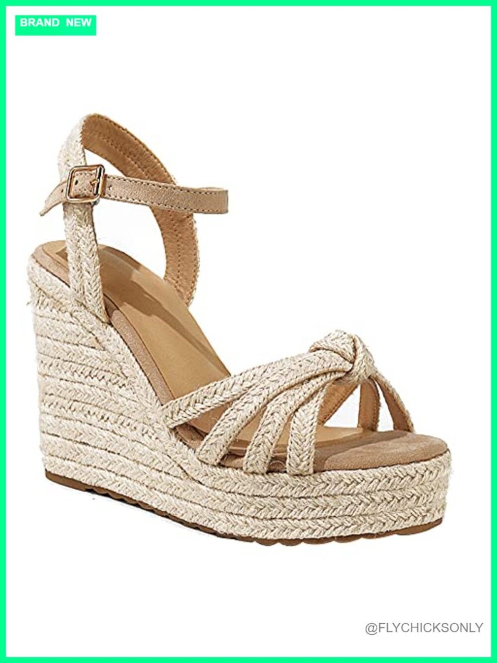 mikarka Linen Straw Wedge Sandals Open Toe Platform Espadrilles Ankle Strap